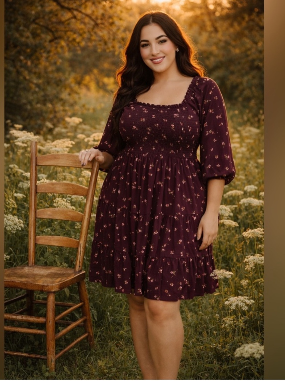 Torrid Smocked Floral Tier Midi Boho Dress Plus Size 00 Large